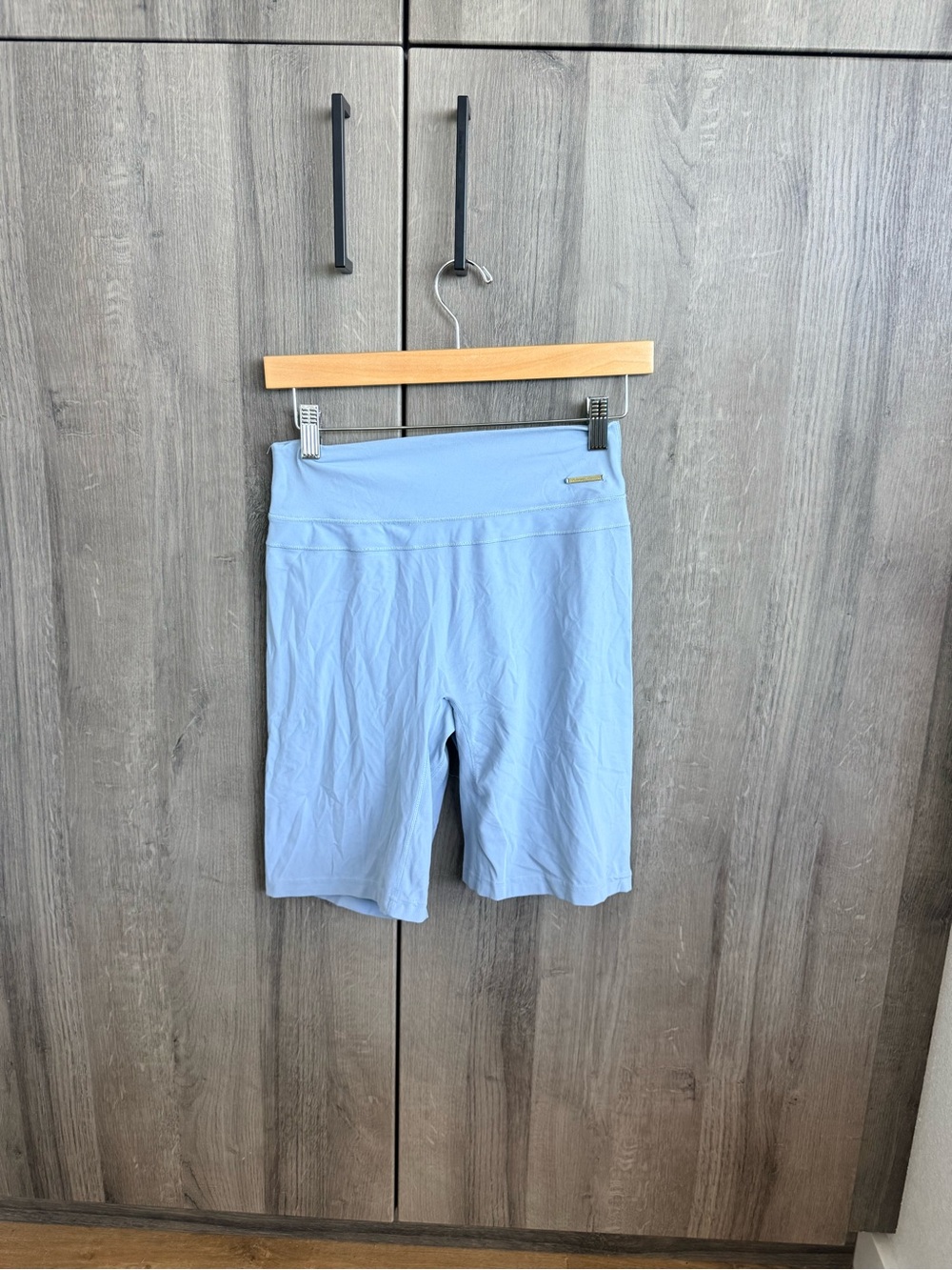 Whitney Simmons Gymshark Light Blue High-Waist Bike Shorts